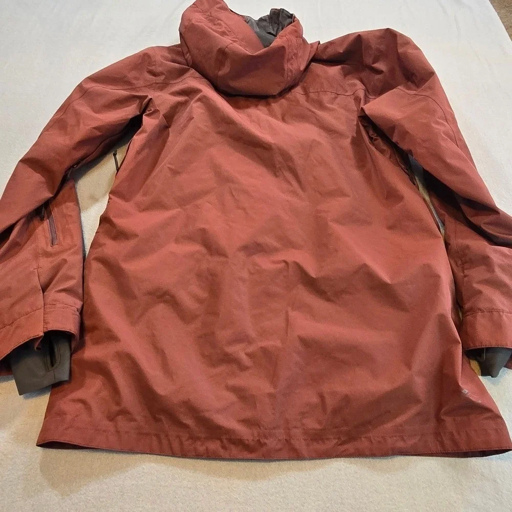 Dakine Gore-Tex Jacket‎ Mens L Rust Orange Hooded Snowboard Ski Shell Pit Zips
